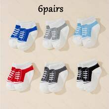 6 Cái/bộ Phong Cách Xuân Hè Cho Bé Sơ Sinh Dây Giày Trang Trí Đầy Màu Sắc Đôi Tất Ngắn Mềm Mại Thoải Mái Hoàn Hảo Cho Trang Phục Thường Ngày Hàng Ngày - Nhiều màu - Xem 6