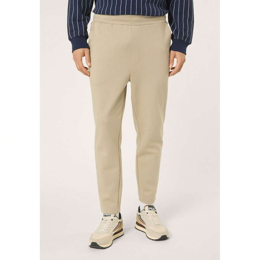 FILA Men's Trousers, Jovencan Slim Cropped Sweatpants, Slim Cropped Sports Trousers In Cotton And Polyester Blend With Drawstring Waist - Beige - View 1