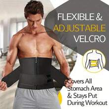 1pc Men's Adjustable Slimming Waist Trainer Belt - Core Workout Belt With Adjustable Strap Closure For Gym, Waist Trainer Tummy Control, - Multicolor - View 5