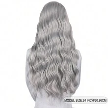 ZigZag Hair 180%密度紫色波浪假发，13*4蕾丝前额合成纤维假发，时尚假发替换装，适合女性 - 预先拔毛的自然发际线，无需胶水，24英寸长水波纹，日常佩戴，角色扮演，派对假发 - 彩色 - 查看 5