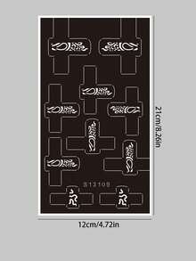 2 piezas Plantillas de tatuaje de huella digital con tótem europeo, plantilla de transferencia calada y resistente al agua, decoración personalizada para dedos, pegatina de tatuaje DIY, pegatina de articulación con tótem retro, estilos surtidos - Negro - Ver 11