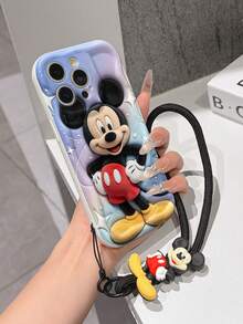 This Disney Mickey Mouse Lanyard Phone Case Is Fully Covered In TPU Material. It's Shockproof, Lightweight, And Compatible With IPhone17/16/11/13/15/15 Plus/15 Pro/15 Pro Max/12/14 Pro Max/11 Pro Max/12 Pro/12 Pro Max/13. This Phone Case Makes A Popular Birthday Gift Or Business Gift; It's Durable, Stain- And Fingerprint Resistant, And Suitable For Both Men And Women. The Set Also Includes A Mickey Mouse Phone Case And A Mickey Mouse Plush Bracelet. It's A Perfect Gift For Friends And Family. This Stylish Phone Case Is Fun, Lightweight, And Durable. IPhone17 Pro Max Phone Case, Minnie Mouse Phone Case. - 白色 - 查看 2