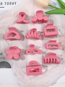 10 Peças/Conjunto Grampos de Cabelo Quadrados e Semicirculares de Flor de Sakura Rosa com Acabamento Fosco, Organizador de Franja e Fios Rebeldes, Estilo Doce Coreano, Minimalista Elegante, Adequado para Uso Diário, Praia, Festa, Acessórios de Cabelo de Verão Grampos de Cabelo Praia - Multicolorido - Visão 6
