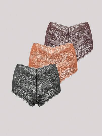 Hourtrue 3 cái/bộ ren hoa nơ trơn màu trang trí quần lót nữ gợi cảm lãng mạn