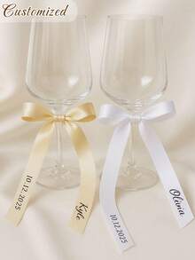 Personalised Satin Ribbon Bows, Place Name Ribbons, 70cm, Bridal Party Gifts Ribbons,Name Tags For Wedding. Guest Place Tags,Hen Party Tags, Ribbon Drink Tag, Custom Ribbon Name - Multicolor - View 6