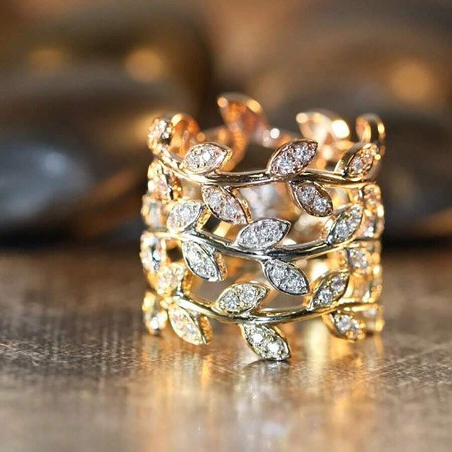 Brass CZ Ring Claw Religious Style Gold Tone For Daily Fashion Jewelry Stackable Adjustable Comfort Fit Tarnish Resistant [1601687706829] - 金色 - 查看 1