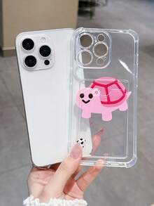 1 chiếc ốp lưng điện thoại TPU chống rơi, chống sốc, có khe đựng thẻ, họa tiết rùa hồng sáng tạo, phù hợp với 7 8 X XS XR 11 12 13 14 15 16 17 PRO PLUS PROMAX, ốp bảo vệ thời trang - trắng - Xem 3