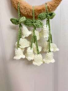Handcrafted Crochet Lily Flower Pendant - Acrylic Woven Charm For DiY Car Decor Perfect Women's Gift Accessories Interior Car Accessories For Women Winter - 1pcs - 查看 2