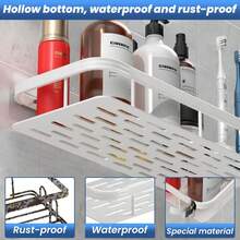 1/2pcs Wall-Mounted Bathroom Shelf, Thick & Large Capacity, Durable Plastic Material, No Drilling Installation, Adhesive Bathroom Organizer Rack, Hanging Storage Shelf For Bathroom & Kitchen, Space-Saving, Easy To Install, Suitable For Storing Toiletries, Cosmetics And Daily Necessities, Applicable To Toilet, Bathroom, Vanity, Shower Area - Multicolor - View 6