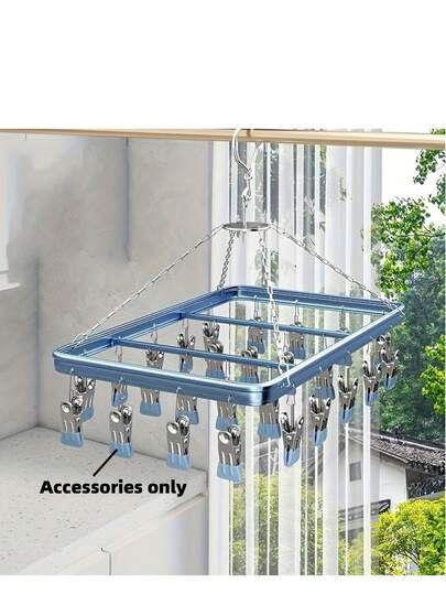 1 kẹp tất bằng thép không gỉ | Kẹp đa năng chống gió, thích hợp cho tất và khăn, móc treo quần áo bằng nhựa di động, giá phơi đồ lót đa chức năng, thích hợp cho tủ quần áo, phòng tắm, phòng ngủ, ban công, ký túc xá, kẹp quần áo