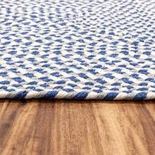 Super Area Rugs Alfombra de algodón Trenzado Tricolor diseño de Cuadros Azul Blanco Gris Rectangular 2 x 3 pies - Azul blanco gris. - Ver 5