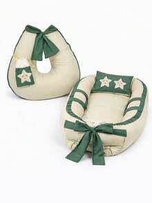 Baby Nest Kit: Reducer Pillow, Nursing Cushion, Embroidered Washcloth - MILITARY - View 2