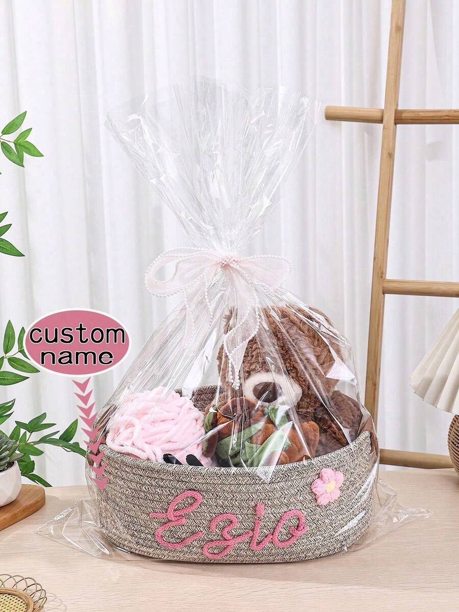 Customized Handwoven Rope Storage Basket, Suitable For Bathroom, Bedroom, Living Room, Kids, Pets, Toys, Valentine's Day, Wedding, Home Gifts, Halloween, Back To School Student Storage Box - Brown - View 1