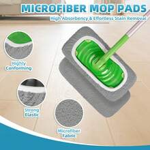 6 Pack Reusable Mop Pads Compatible With  Sweeper Mop, Washable Wet Pads Refill, Dry Sweeping Cloths, Microfiber Pads For Mopping Floors (Gray, White) - ColorA - 查看 4