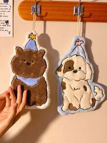 1pc Cute Dog Shaped Highly Absorbent Hand Towel, Suitable For Kitchen, Bathroom, Room Decor, Good Water Absorption And Easy Cleaning, Kitchen Towel, Bathroom Accessory (Actual Color May Differ Slightly From The Image) - Multicolor - View 3
