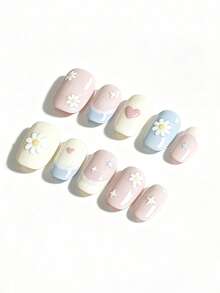 Bộ 10 đôi này có bảng màu pastel nhẹ nhàng và mộng mơ với các sắc hồng phấn, xanh da trời và trắng kem, được tô điểm bằng các họa tiết hoa cúc 3D, hình trái tim dễ thương, chi tiết ngôi sao lấp lánh và hiệu ứng chuyển màu như mây. Lớp hoàn thiện bóng bẩy và hình dạng vuông bo tròn ngắn tạo nên vẻ ngoài thanh lịch, mềm mại và vô cùng linh hoạt cho sử dụng hàng ngày, hoàn hảo cho mùa xuân và mùa hè. Thiết kế đáng yêu này lý tưởng cho việc đi làm hàng ngày, những ngày đi học, những chuyến đi chơi mùa xuân, những buổi hẹn hò và những buổi gặp gỡ thân mật. - Nhiều màu - Xem 2