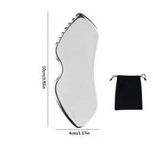 1/2pcs Face Massage Tool Set, Includes Gua Sha Board And Storage Bag. Suitable For Beauty Tools. Thickened And Enlarged Stainless Steel Scraping Gua Sha Board. Can Be Used On Face And Body, Suitable For Salon Use. An Ideal Christmas Gift For Wife, Mother Or Sister - Silver - View 11