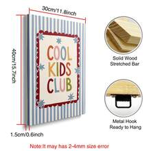 1pc Unframed/Framed Cool Kids Club Kindergarten Canvas Poster, Cute Blue Striped Colorful Slogan Wall Art Print, Minimalist Nursery Kids Room Decor Suitable For Playroom, Children's Room, Bedroom, Modern Home Decor - Poster - View 11