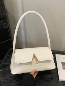 New Underarm Bag For Women, PU Leather Shoulder Bag, Fashionable And Versatile Summer Item, Suitable For Dating, Shopping, Commuting And Various Occasions - White - View 2