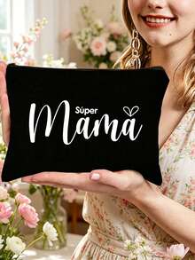 Bolsa de maquillaje con diseño de letras artísticas "Mamá" con tema del Día de la Madre - Regalo perfecto para mamá. Bolsa de aseo de viaje, bolsa de cosméticos, organizador de artículos esenciales diarios. Bolsa de compras de alta calidad y multifuncional, adecuada para la oficina, las vacaciones, las compras y las actividades al aire libre. Un recuerdo perfecto de vacaciones, un regalo del Día de la Madre, un regalo de cumpleaños, un accesorio de viaje - Multicolor - Ver 15