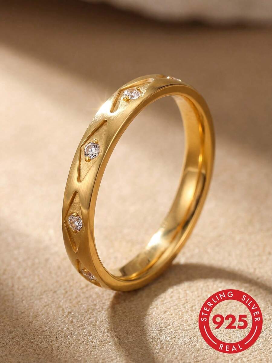 1 chiếc nhẫn bạc 925 nguyên chất kiểu dáng tối giản độc đáo, món quà trang sức thanh lịch dành cho phái nữ, phụ kiện thời trang để đeo hàng ngày.