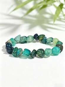 1Pc Natural Sugar Agate Bracelet, Tranquil, Healing, Unisex, Stretch Jewelry,Ideal For Daily Wear - Multicolor - View 12