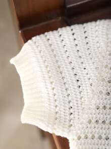 Girls' Lightweight Breathable Hollow-Out Knit Cardigan, Spring/Summer - Beige - View 3
