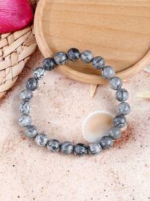1条天然地图石勇气手链 - 8毫米天然石珠，波西米亚时尚男女皆宜的饰品，自信礼物，适合休闲装扮和情人节佩戴 - 彩色 - 查看 8