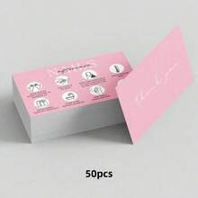 50 tấm thẻ hướng dẫn chăm sóc móng tay màu hồng và trắng, kích thước 3.5x2.13 inch, hướng dẫn bảo dưỡng lông mi và móng tay, thích hợp cho các salon nối mi, thẻ cảm ơn khách hàng sau bán hàng. - Hình chữ nhật - Xem 5