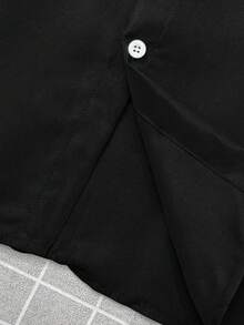 WAIT HIM 男士休闲短袖印花衬衫 - 黑色 - 查看 6