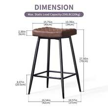 ZOONFA Brown PU Leather Barstools With Back Metal Legs For Kitchen Island Breakfast Bar - Pu Brown - View 4