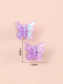 60pcs Cute Mini Colorful Butterfly Hair Clips, Suitable For Girls, Mother's Day Gift - Purple - View 5