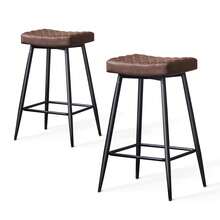 ZOONFA Brown PU Leather Barstools With Back Metal Legs For Kitchen Island Breakfast Bar - Pu Brown - View 8