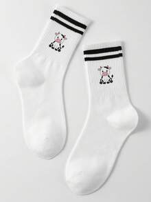 1 đôi tất unisex dài đến bắp chân dễ thương với họa tiết bò sữa đáng yêu, một đôi tất trắng sọc đen trắng đơn giản, không thể thiếu cho những ngôi nhà nông thôn, mềm mại và vui tươi, tất dành cho nữ, tất nữ, tất trắng, tất trắng hai hàng, tất nữ, tất rộng, tất unisex, tất không lộ, thấm hút mồ hôi, thoáng khí, nhanh khô, phong cách thể thao thường ngày, thích hợp làm quà tặng hàng ngày/quà tặng dự tiệc/lễ Phục Sinh/quà tặng ngày lễ/mùa hè. - Nhiều màu - Xem 18