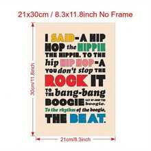 1Pc Poster Vibrant pe Pânză - Imprimeu Rappers Delight cu Versuri Hip Hop, Artă de Perete Colorată Hippity Hop pentru Birou, Sufragerie, Dormitor - Decor Amuzant pentru Casă, Fără Ramă, Decor Unic pentru Cameră - Multicolor - Vizualizare 1