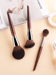 Bộ 3 cọ trang điểm bằng gỗ hồng mộc, bao gồm cọ phấn phủ tròn lớn, cọ má hồng vát cạnh, cọ nhỏ chi tiết, dụng cụ trang điểm. - Gỗ đỏ - Xem 2