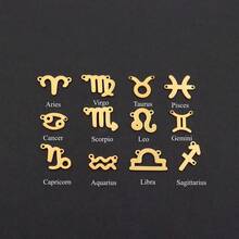1pc Simple Fashion Zodiac White Rectangular Block Pendant Golden Stainless Steel Bead Chain Necklaces For Women - Yellow Gold - View 4