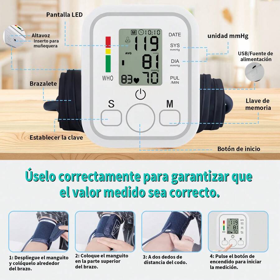 Tensiómetro Digital de Muñeca Portátil | Monitoreo de Presión Arterial, Lectura Clara, Precisión Clínica para Uso en Hogar y Viaje