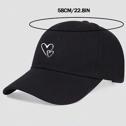 1 pieza Gorra de béisbol para mujer con estampado de línea en forma de corazón, sombrero de sol para exteriores, gorra de camionero, gorra deportiva casual ajustable adecuada para vacaciones, viajes, ropa de calle