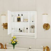 Modern White Bathroom Cabinet With Mirror, Made Of MDF – Wall-Mounted Bathroom Cabinet With Mirror And Storage Compartments. - White - View 5