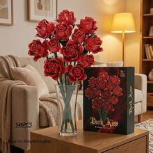 Simulated Rose Display Model - 546Pcs Romantic Rose Bouquet Building Blocks Set For Adults, Eternal Flower DIY Model Kit, Valentine's Day Christmas Gift For Women Her - Multicolor - View 7