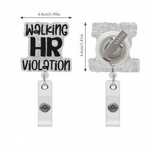 Funny Retractable Easy Clip ID Badge Holder, Cartoon/Slogan Creative Design ID Card Case, Suitable For Nurses/Office Workers/Teachers/Students, Coworker Gift - A - View 5