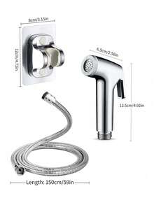 1 súng phun ABS ngắn + kệ treo tường 1.5 inch màu bạc: Súng phun áp lực cao dùng cho vòi nước, bồn cầu, súng xả nước một đầu vào hai đầu ra, đầu phun tăng áp để vệ sinh bồn cầu, bộ dụng cụ gia đình. - Súng phun sơn + ống dẫn + kệ treo tường - Xem 7