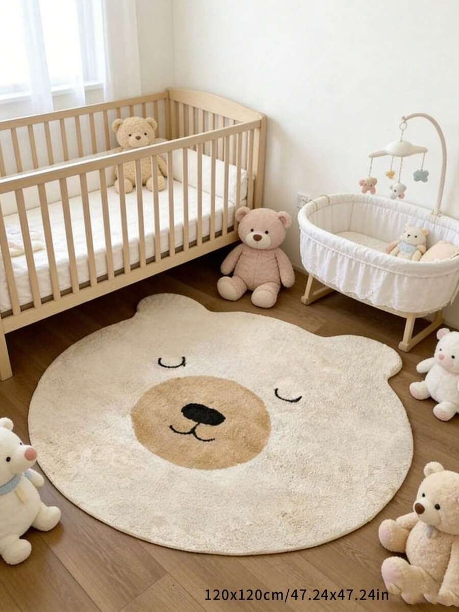 1pc Cute Bear Decor Carpet, Ocean Element Decor Rug, Bedroom Decor, Small Rug, Carpet, Home Decor, Living Room Carpet, Living Room Small Rug, Bedroom Rug, Living Room Home Decor, Outdoor Rug, Washable Carpet