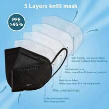 50pcs, Boxed, Individually Packaged, Used In All Seasons, Folding KN95 Mask, Easy To Carry, 5-Layer KN95 Mask, 98% Protective Efficiency, Black And White, Disposable Protective Mask, Suitable For Daily Travel, Parties, Family Dinners, Companies. - 50pcs - View 4