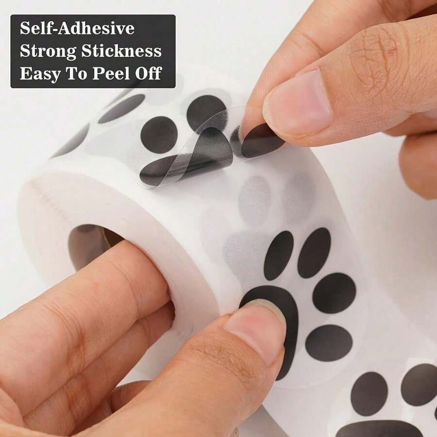 500pcs/Roll, 1000pcs/2rolls Stiker Jejak Kaki Transparan - Stiker Dekorasi Hewan Peliharaan Perekat Kuat, Cocok Untuk Dekorasi Anjing/Kucing, Pesta Ulang Tahun, Label Hadiah, Aksesoris Hewan Peliharaan, Dekorasi Pesta, Desain Menarik, Stiker, Pengaturan Acara - View 1