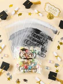 100入 2026畢業禮物袋 自黏密封 透明畢業帽圖案禮品包裝袋 畢業派對小禮物袋 禮品包裝用品 畢業祝賀 2026畢業裝飾 畢業季餅乾烘焙袋 畢業糖果袋 餅乾袋 畢業慶祝桌飾 畢業季甜點袋 2026畢業禮物 畢業派對小禮物 - 2026畢業季 - 查看 7