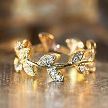 Brass CZ Ring Claw Religious Style Gold Tone For Daily Fashion Jewelry Stackable Adjustable Comfort Fit Tarnish Resistant [1601687706829] - 金色 - 查看 2
