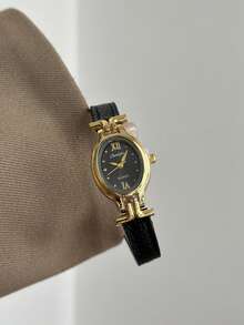 1pc Women's Oval Roman Numeral Casual Elegant Quartz Wrist Watch, Suitable For Daily Wear - Black - View 8
