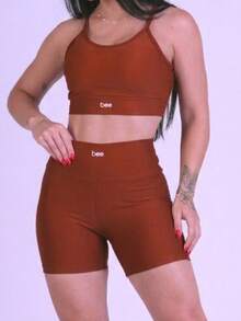 Women's Fitness Set For Training Super Comfortable With Padded Shorts Gym Clothing - Lạc đà - Xem 3